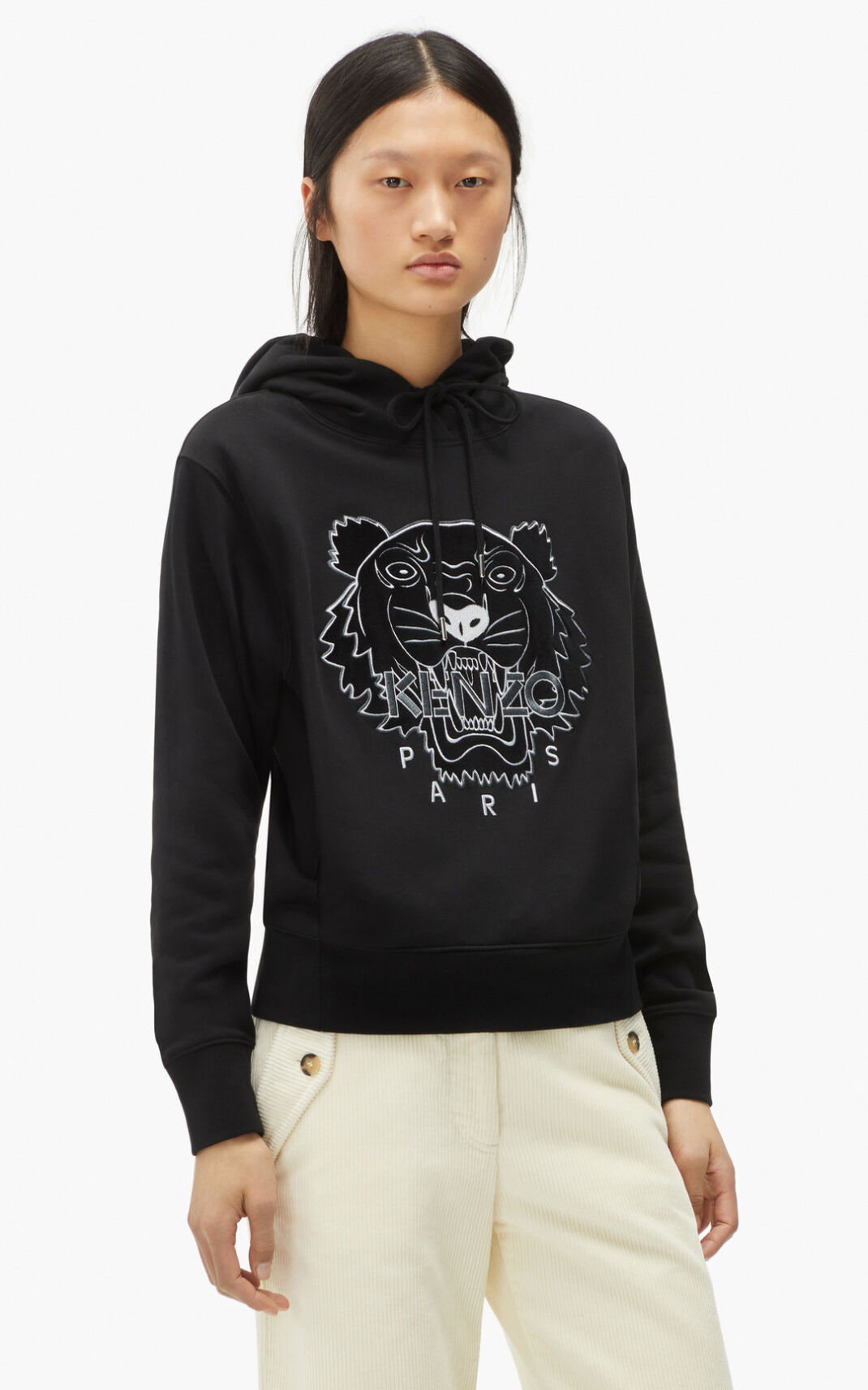 Kenzo The Invierno Capsule Tiger Sudaderas Con Capucha Mujer Negras | 1483205-OT